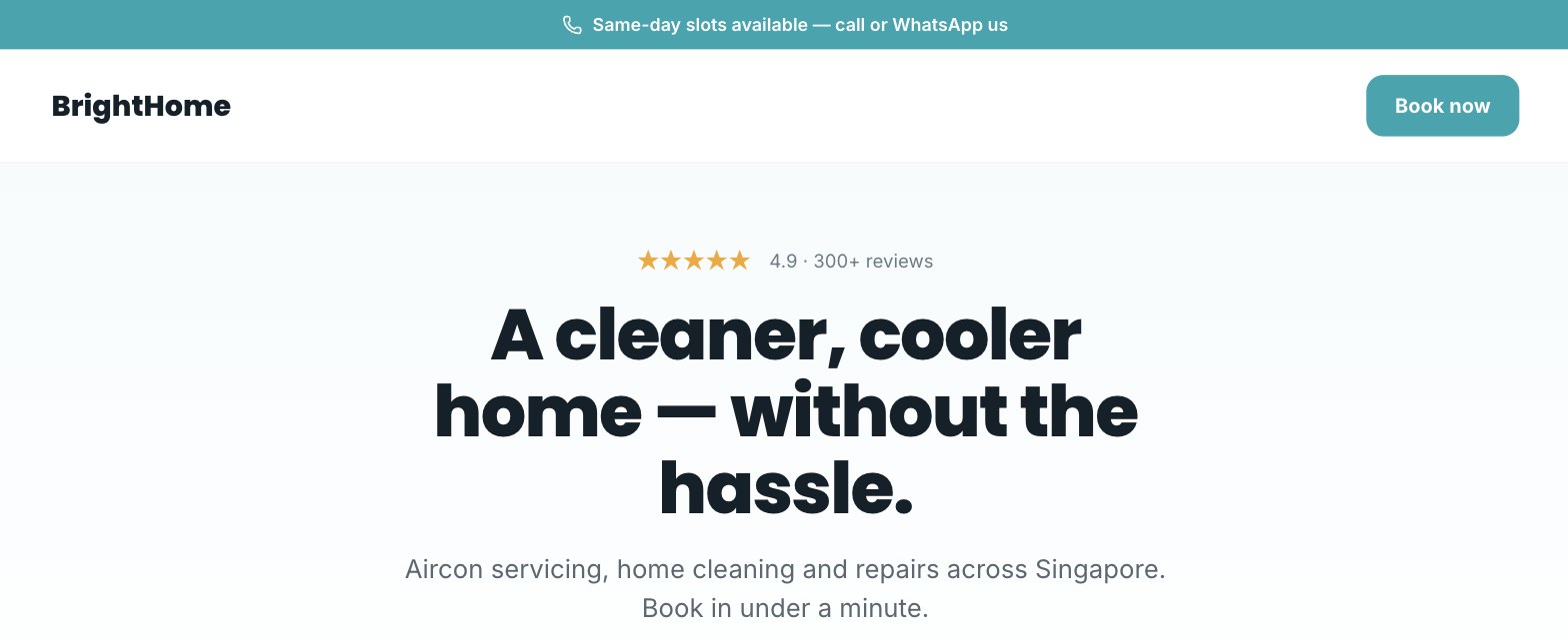 Example of a website Sifu Ai builds